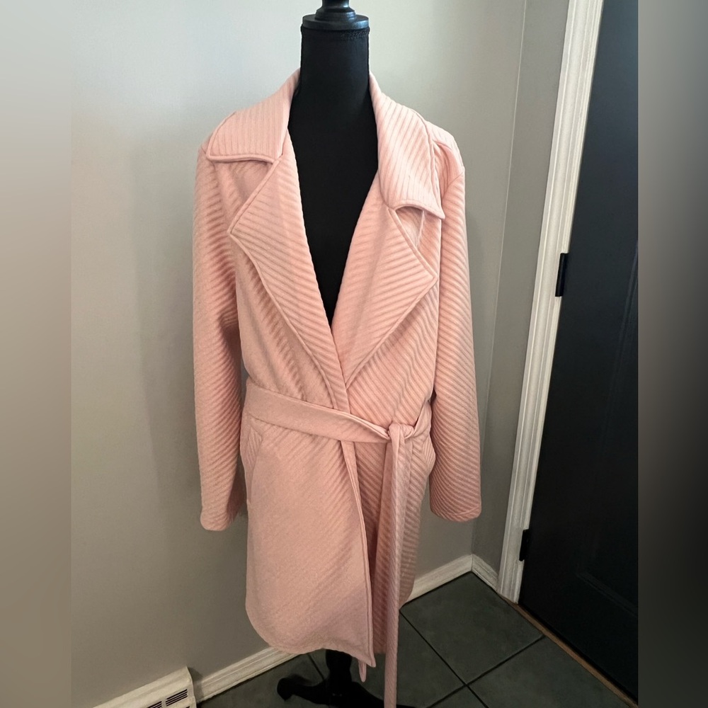 Steve Madden Knit Tie Waist Trench Coat. Rose Smoke XLarge NWT